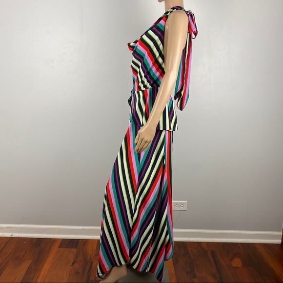 NEW TOPSHOP STRIPED HALTER MAXI DRESS - Picture 6 of 9